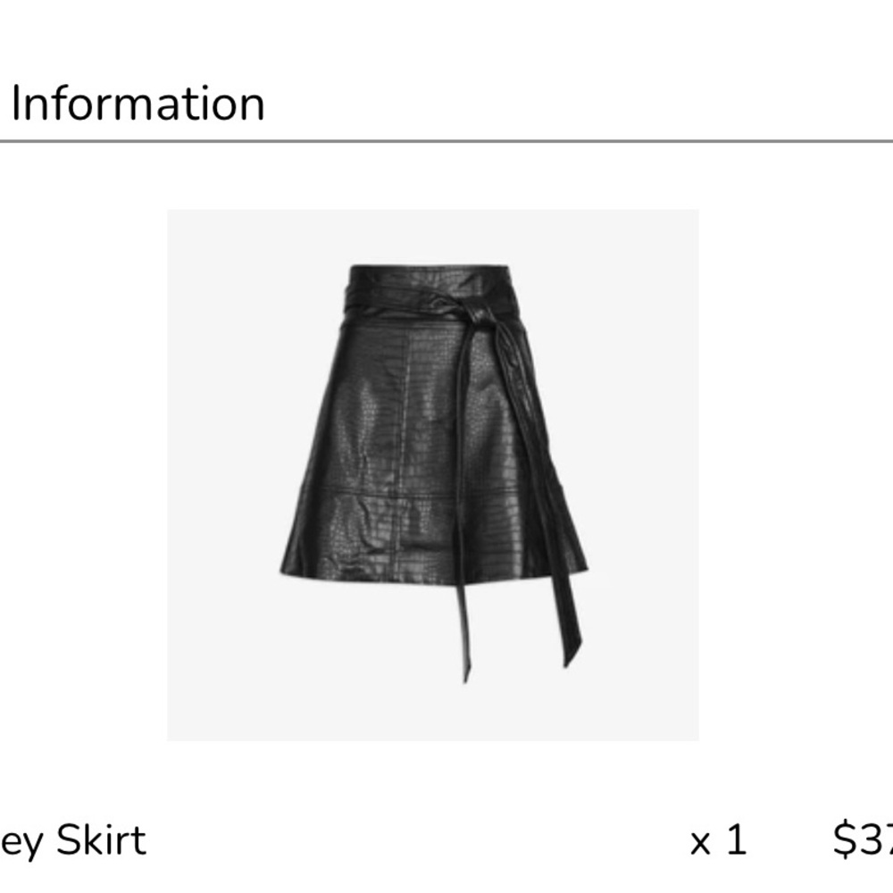 Tanya Taylor Black Leather Skirt